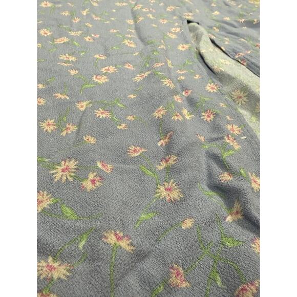 American Eagle Floral Slit Maxi Skirt M Blue Daisy Print Viscose Elastic Waist - Picture 2 of 7